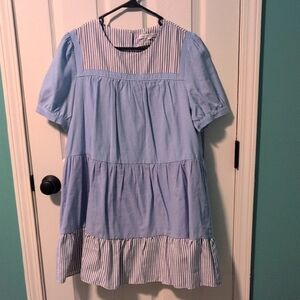 English Factory Navy and White Striped Dress